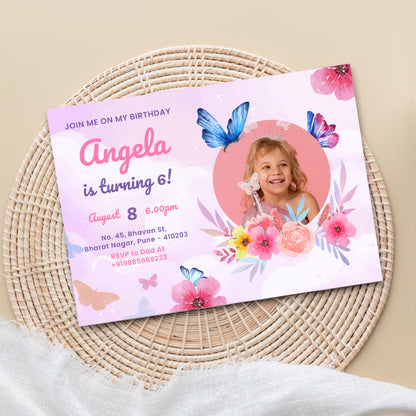 Colourful Butterfly Photo Invitation CB209