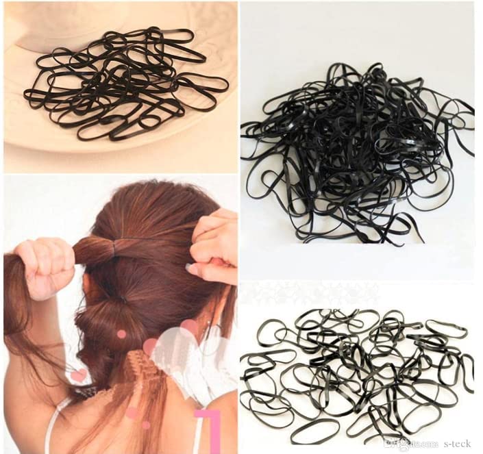 Cool Boss Disco Hair Rubber Bands | Black | Pack of 100 for Women/Girls