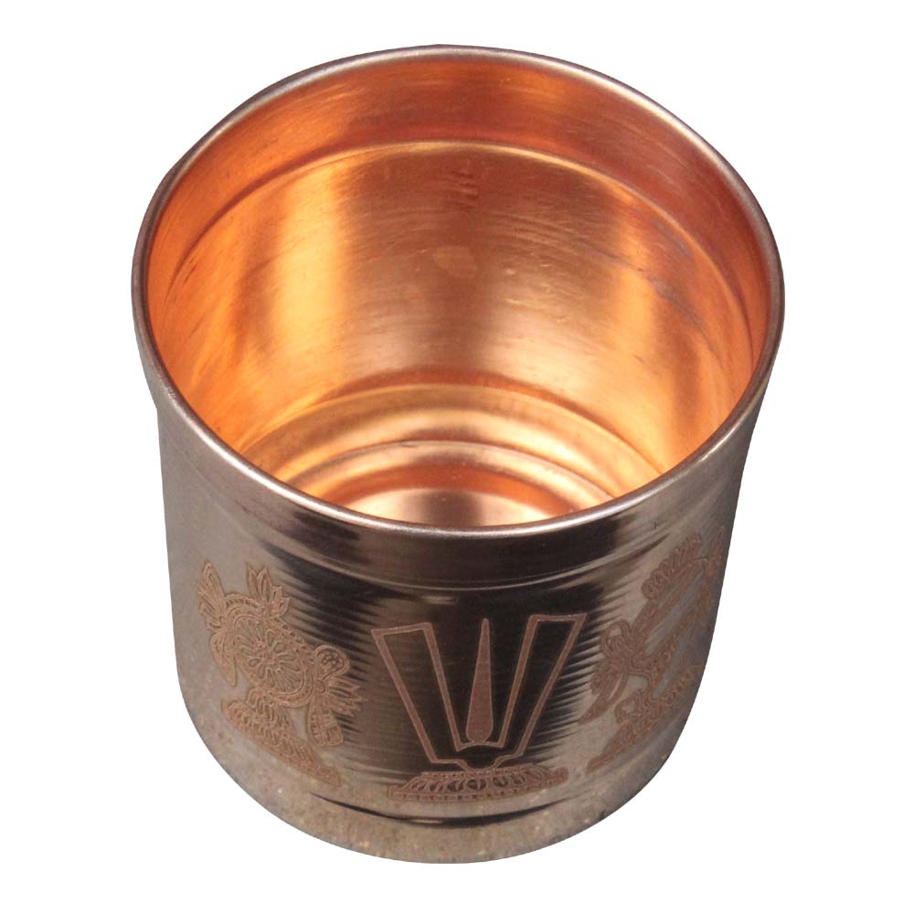 Copper Shankh Chakra Namah Design Measuring Pot Padi