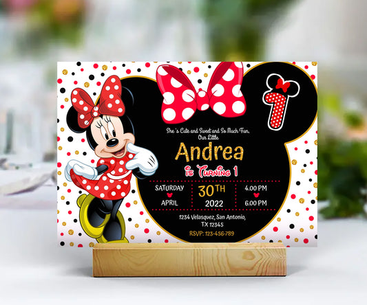 Red Minnie Mouse Invitation
