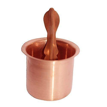 Pooja Plate Set Copper & Brass 8 inches