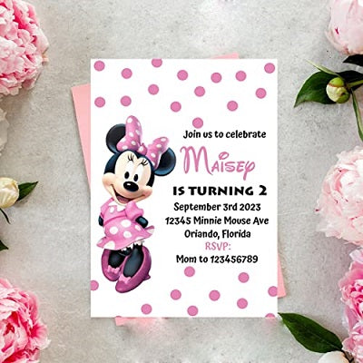 Personalized Minnie Mouse Theme Onesie Invite / Birthday Celebrations  CB0123