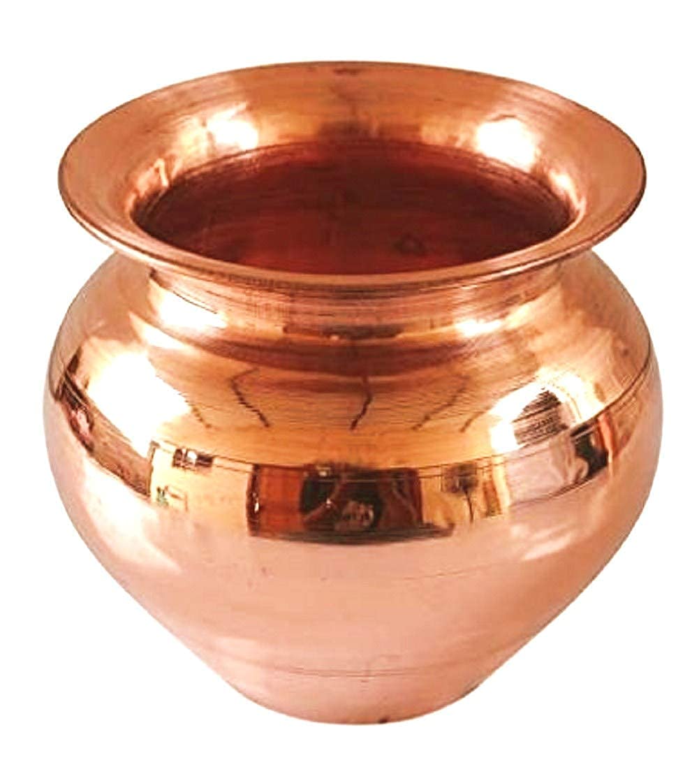 Pooja Plate Set Copper & Brass 8 inches