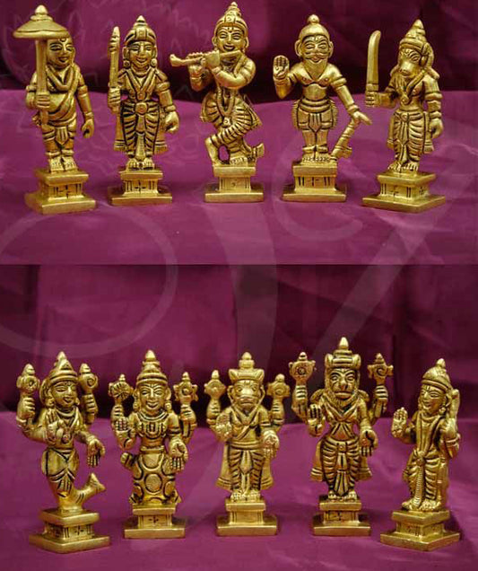 Vishnu Dashavadhara Statue Brass 9 cm