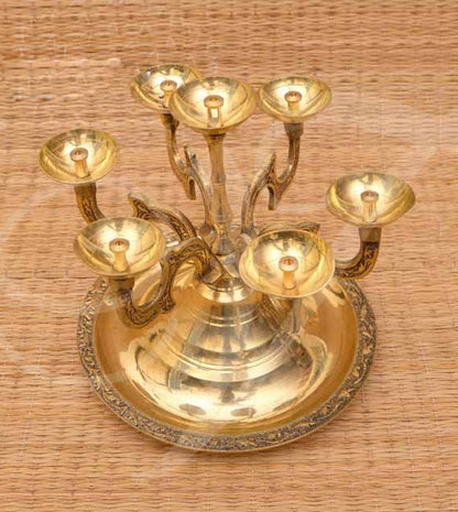 Anju Kilai Aarathi Stand Brass 7 Inches