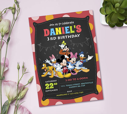 Mickey Mouse Boy Birthday Invitation Template HC029