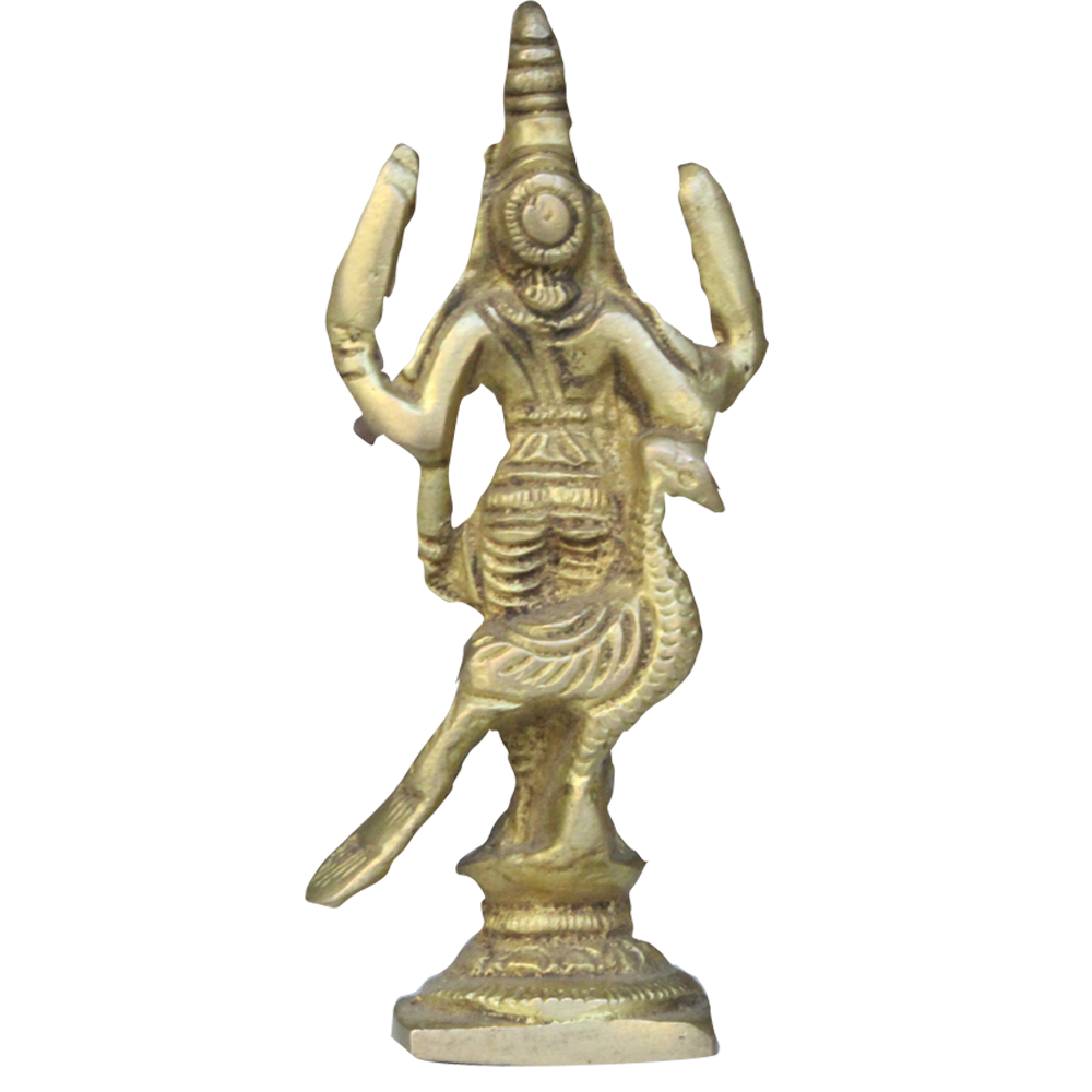 Lord Murugan Statue Brass 4 inches