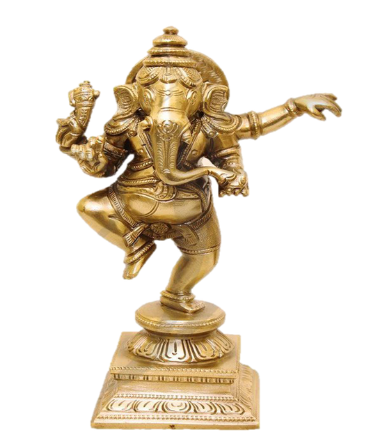 Nritya Ganapathi Statue Brass 7.2 inches