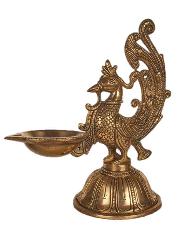 Brass Peacock Diya 8 Inches