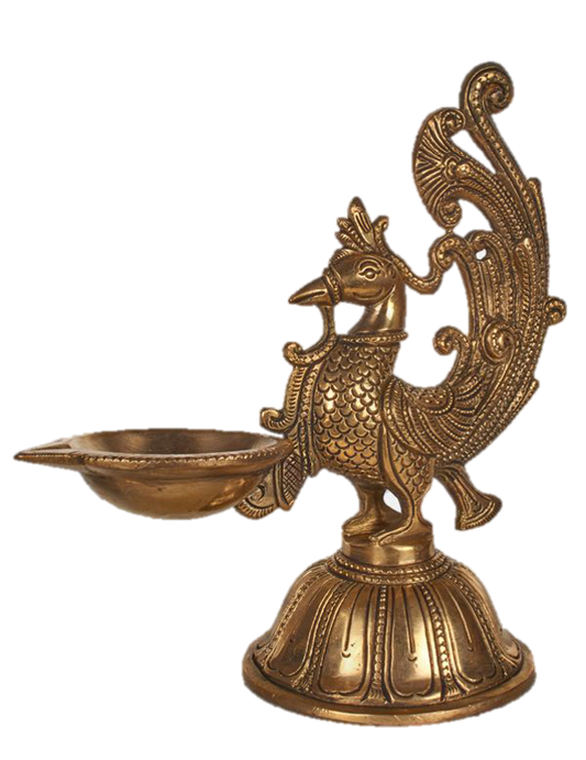 Brass Peacock Diya 8 Inches