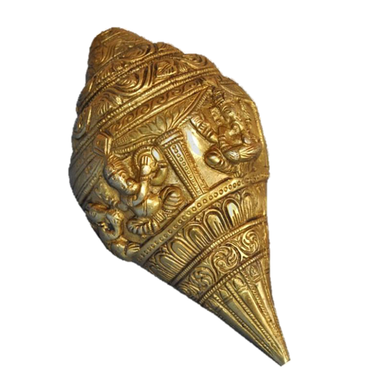 Ganesha ornamental Brass conch Shankh 7.4 inches