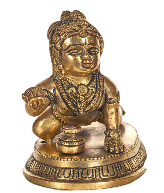 Crawling Baby Balakrishna Statue Brass 4.5 inches
