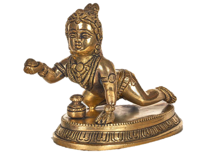 Crawling Baby Balakrishna Statue Brass 4.5 inches