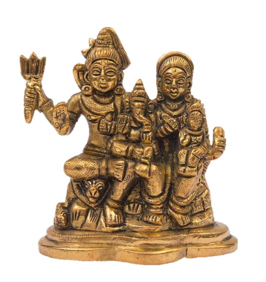 Lord Shiva Family Statue Brass 3.8 inches