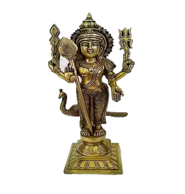 Lord Karthikeya Statue Brass 12 inches