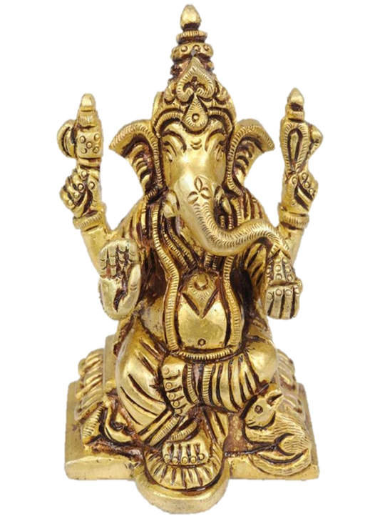 Lord Ganesh Statue Brass 2.8 inches