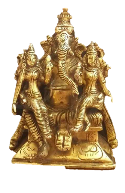 Siddhi Riddhi Vinayagar Statue Brass 7 Inches