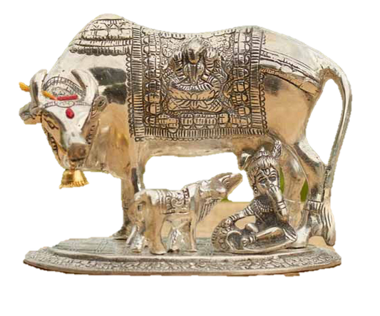 Kamadhenu Cow Statue Steel 18 cm