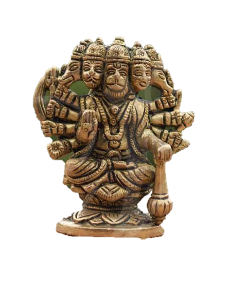 Panchamuga Anjaneyar Statue Brass 3.5 Inches