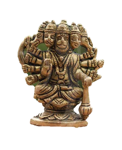 Panchamuga Anjaneyar Statue Brass 3.5 Inches