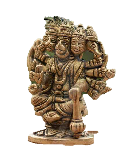 Panchamuga Anjaneyar Statue Brass 3.5 Inches