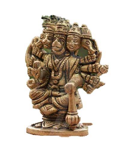 Panchamuga Anjaneyar Statue Brass 3.5 Inches