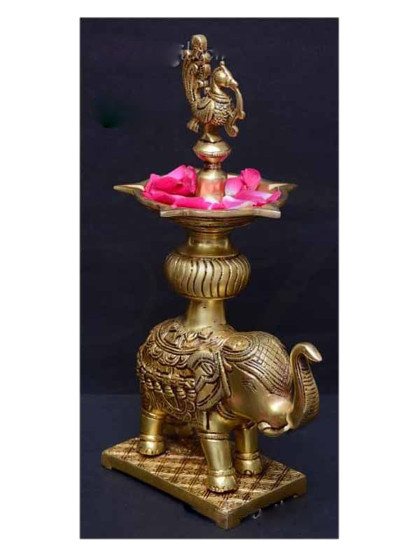 Elephant Brass Diya 11 Inches