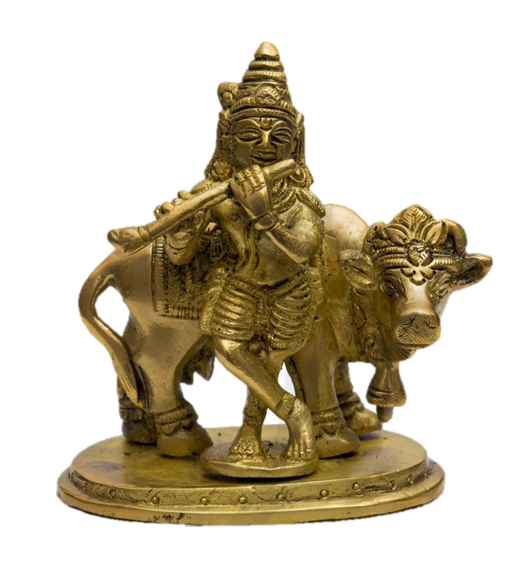 Lord Krishna Statue Brass 4 Inches