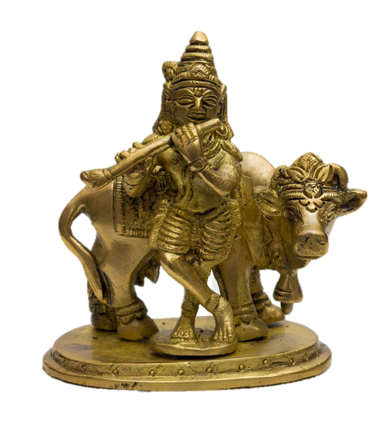 Lord Krishna Statue Brass 4 Inches