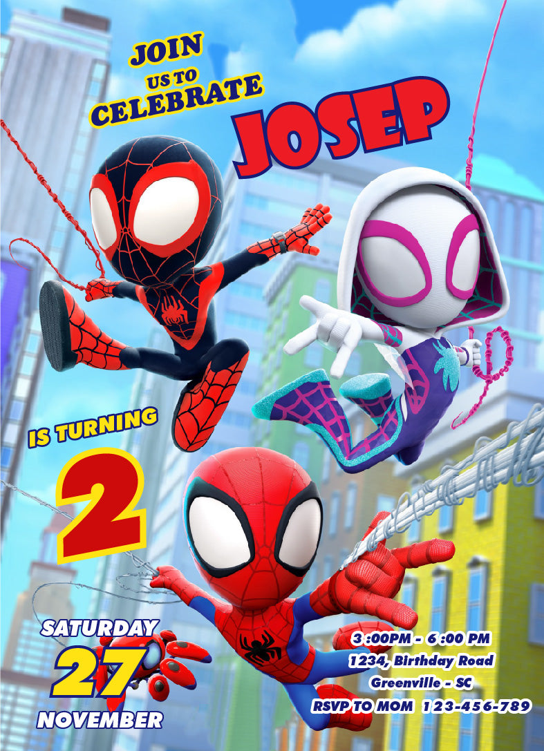 Spiderman Customized Birthday Invitation Template