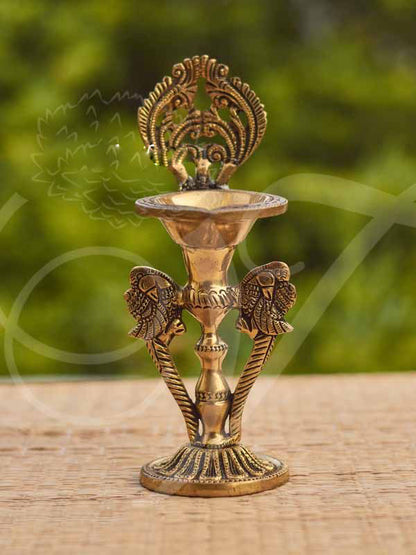 Brass Peacock Diya 8 Inches