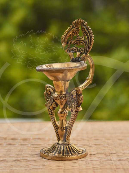 Brass Peacock Diya 8 Inches