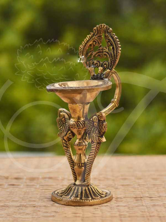 Brass Peacock Diya 8 Inches