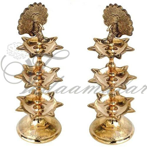 Peacock Brass Diya 8 Inches