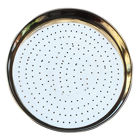 Stainless Steel Sieve, Round Chalni Thali with Big Holes