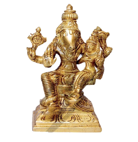 Hayagriva with Lakshmi Brass Statue 3"