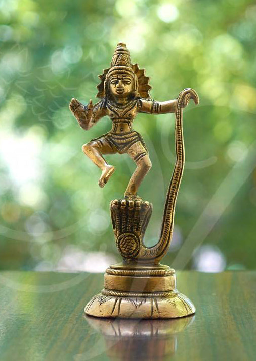 Lord Krishna Dancing Statue Brass 4.5 Inches