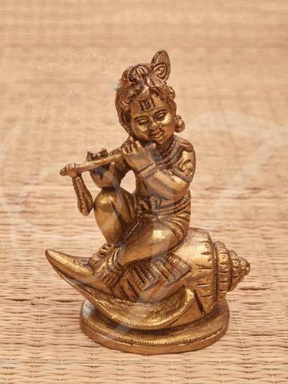 Krishna Statue Brass 4.5 Inches