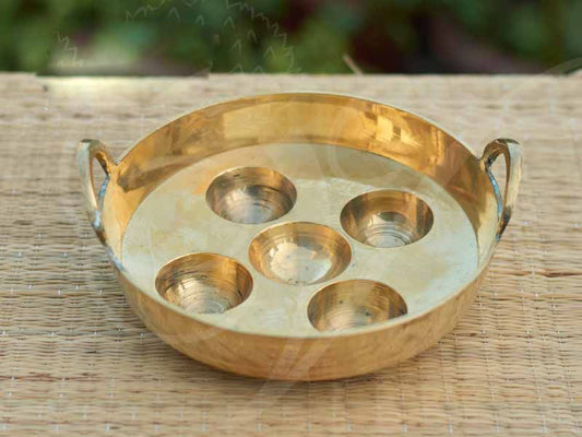 Kuzhi Paniyaram Maker Brass 8 Inches