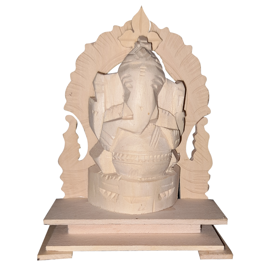 Lord Pillayar Statue Wood 4 inches