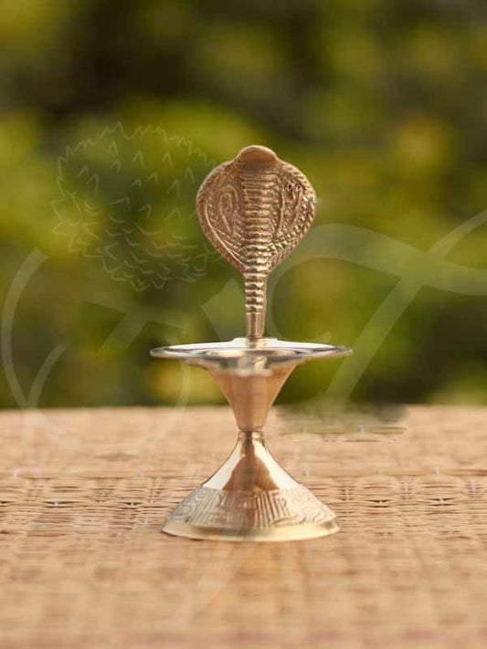 Brass Shiva Lingham Stand With Nagam 4.5 Inches