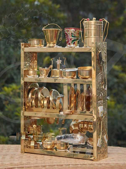 Kitchen Toy Play Set Stand Brass 11 Inches